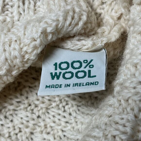 Blarney Woollen Mills Ireland Womens XL XXL Knit Wool Cardigan Sweater Cream - Picture 11 of 12